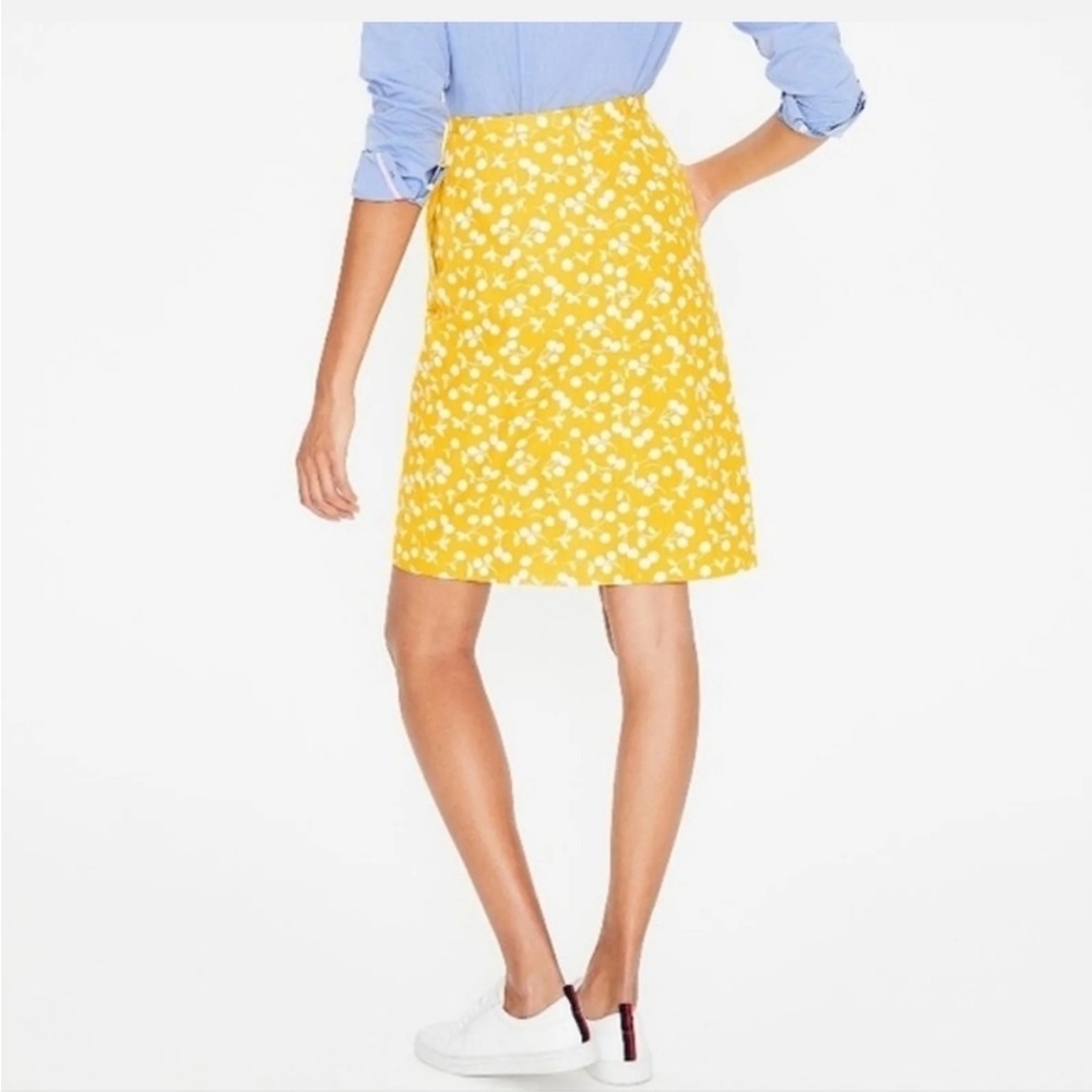 Boden yellow cotton skirt with white cherries- 4R